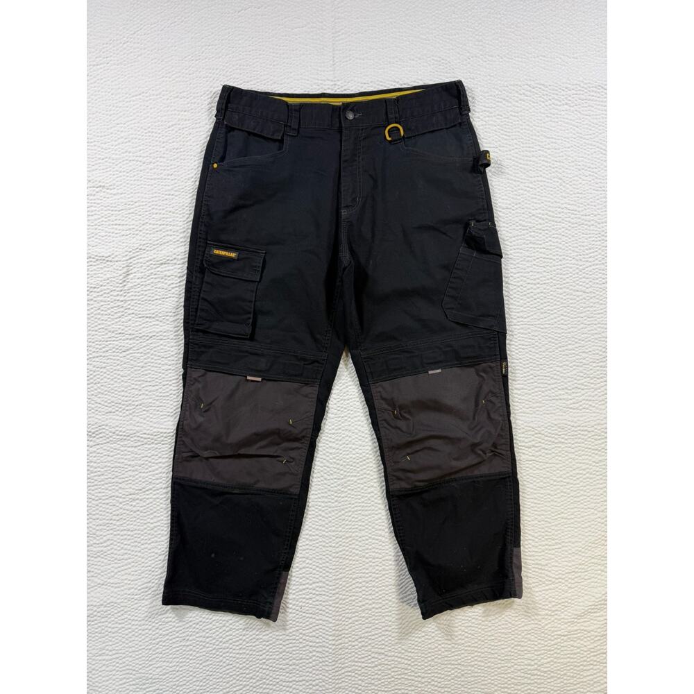 Caterpillar Pants Mens 36x30 CAT Utility Black Workwear Rugged Reinforced Knees